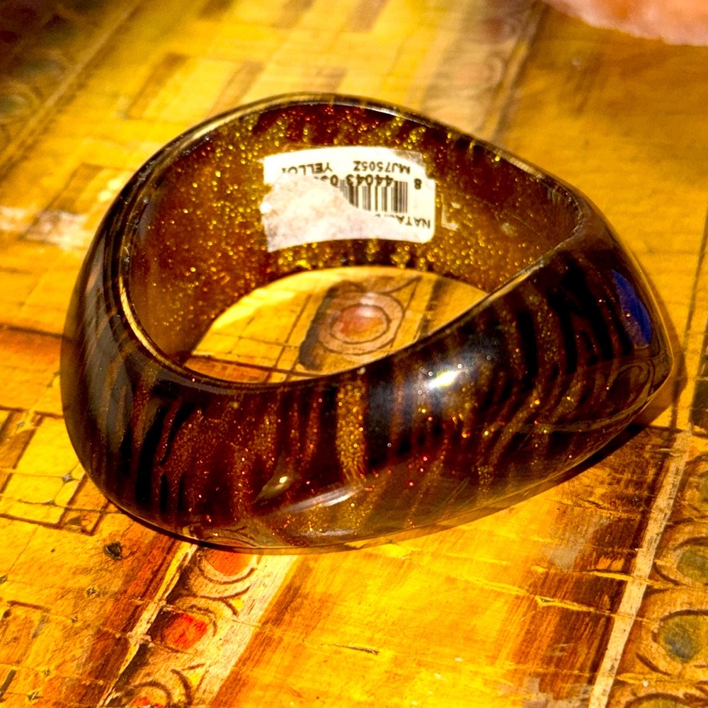 Stunning Statement Brown Glittering Gold Abstract… - image 8